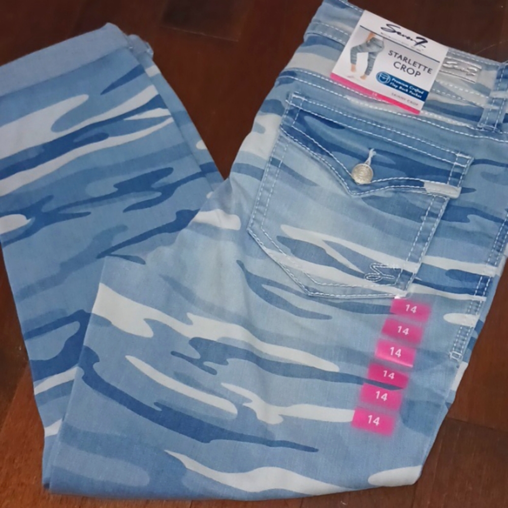 Seven7 Starlette Crop Jean sz 14 Cabo Camo nwt